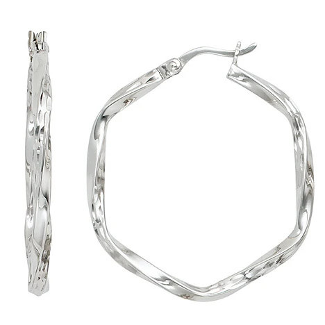 Colfem Creolen, 925 Silber, eckig sechseckig, diamantiert - Bild 1