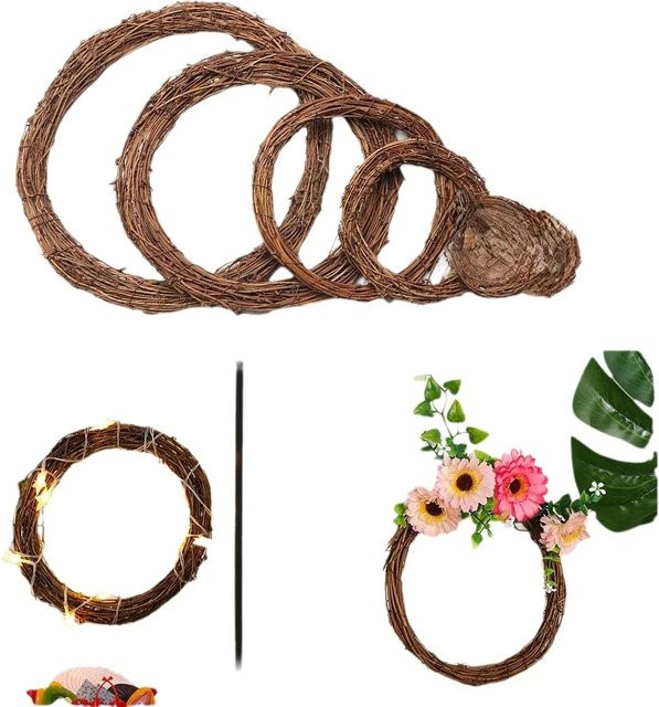 Runder Rattan-Kranz Rahmen in Braun für DIY Dekorationen wie Hochzeiten oder Weihnachten, Durchmesser: 10 cm, 15 cm oder 20 cm - Bild 1