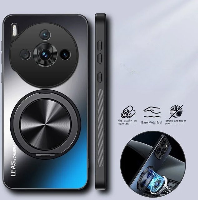 Magnetische Schutzhülle mit Ring-Ständer für ZTE Nubia Z60S Pro und Nubia Z70 Ultra, Matte Stoßstange, Anti-Fingerprint, Farben: Blau oder Schwarz - Bild 1