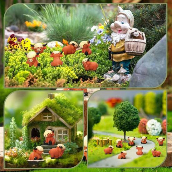 Happy Living Mini-Hochlandrinder-Figuren aus Harz, 30 Stück, bunte Bauernhoftier-Miniaturen für Garten, Büro und Schreibtisch-Dekoration - Bild 8
