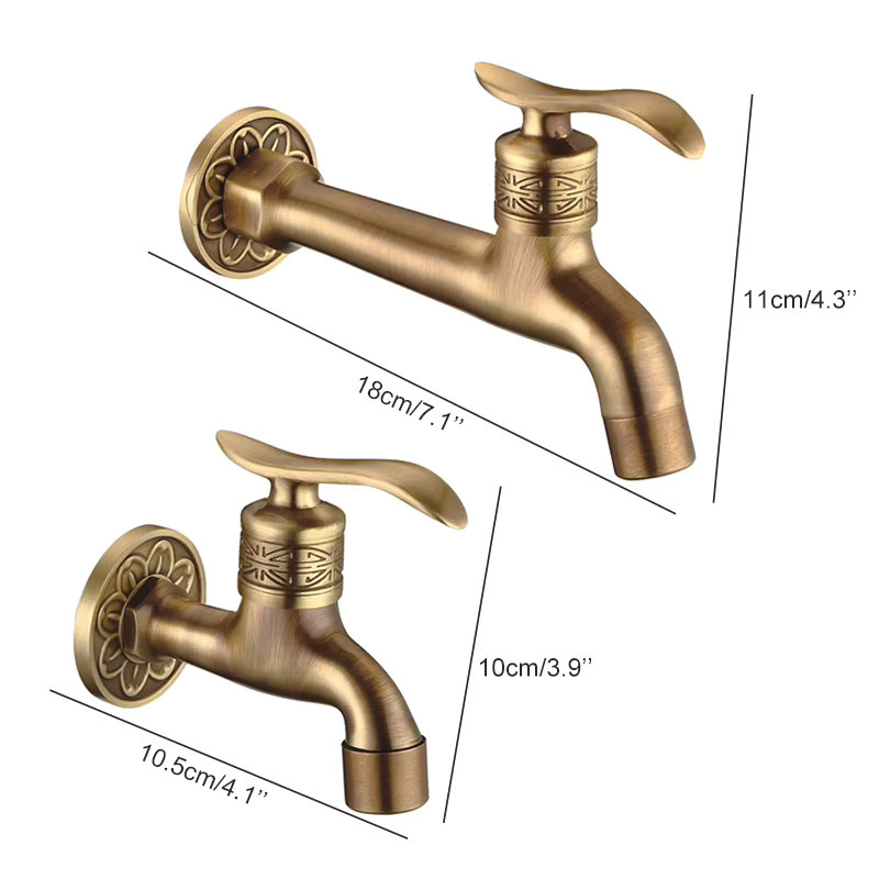 Ellen Homedecor Garten Wasserhahn in antiker Bronze aus Messing für Terrasse und Waschmaschine EL7772-1 - Bild 2
