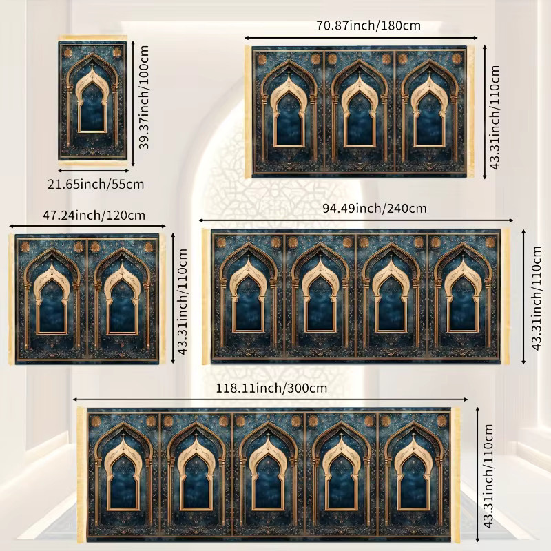 VIKAMA Islamische Gebetsmatte im orientalischen Luxus-Stil, Blau, Rechteckig - Bild 4