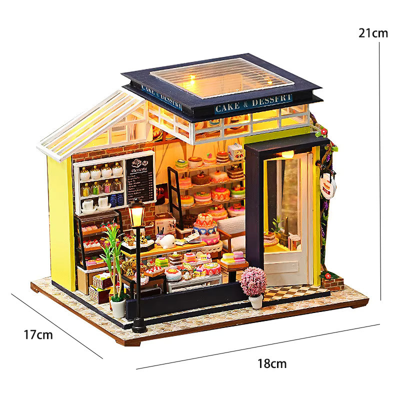 zuuton Kuchenladen Puppenhaus Mini DIY Bausatz-Modell mit LED-Beleuchtung - Bild 4