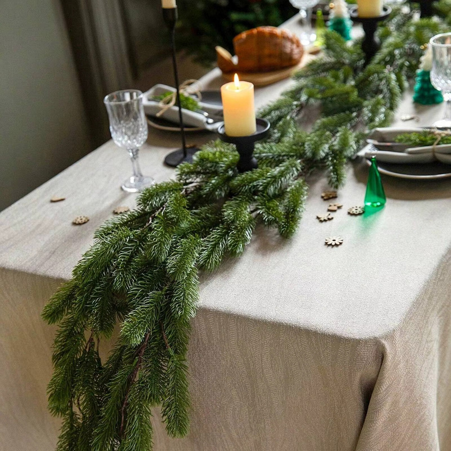 Grüne Künstliche Weihnachts-Girlande aus Kiefer und Rattan, Länge: 180 cm, zur Dekoration für Weihnachten, Hochzeiten oder Partys - Bild 4