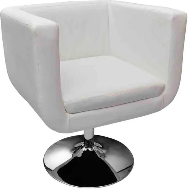 vidaXL Barhocker Weiß aus Kunstleder mit verchromtem Stahl, drehbar und modern, B/T/H: 40,5 x 59,0 x 75,5 cm - Bild 1