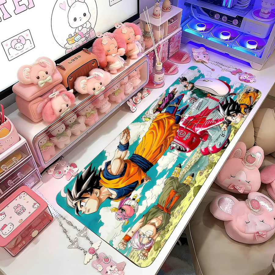 Anime Dragon Ball Z Mauspad mit Landschaftsdesign, großflächige Schreibtischunterlage für Laptop und Tastatur, mehrfarbig - Bild 5