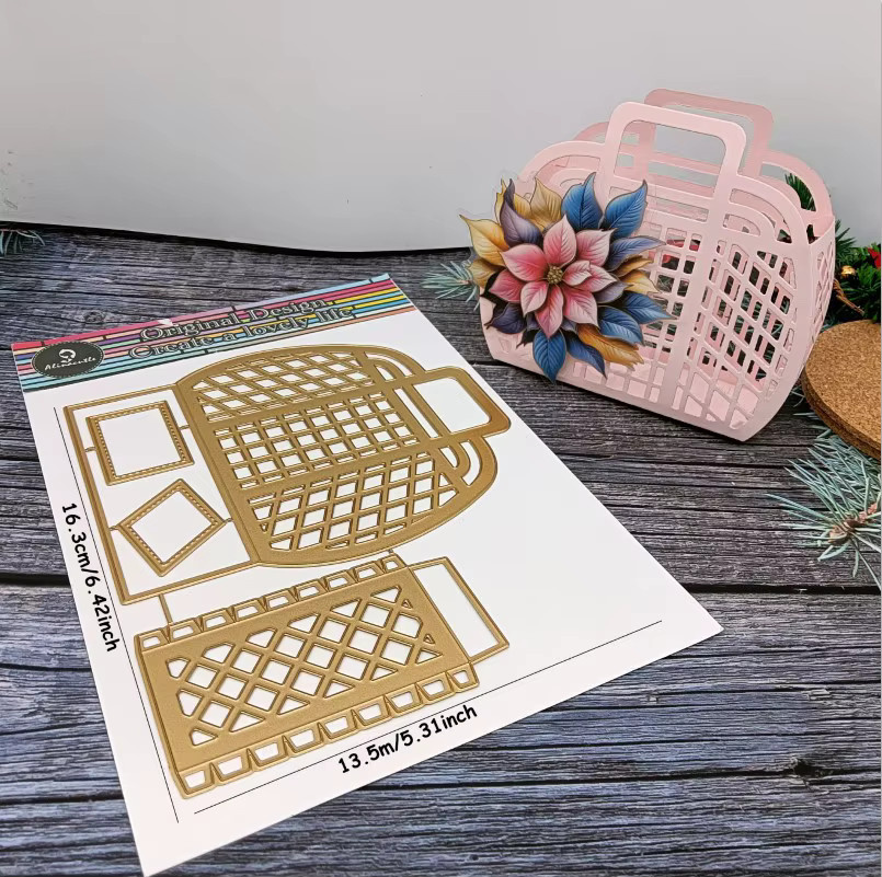 Alinacutle Handtaschenkorb Geschenktüte aus Papier in Gold für Weihnachtsgeschenke und DIY-Bastelprojekte - Bild 2