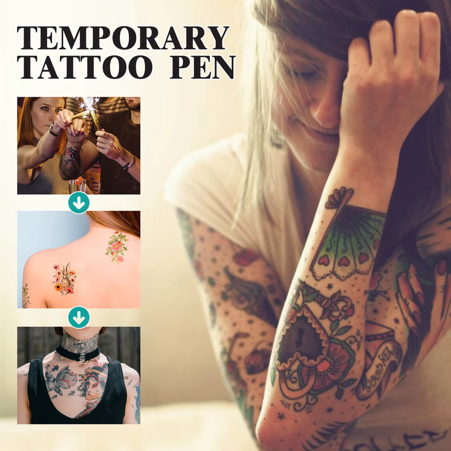 VERONNI Temporäres Haut-Tattoo-Stift-Set, 10 Farben, Unisex - Bild 3