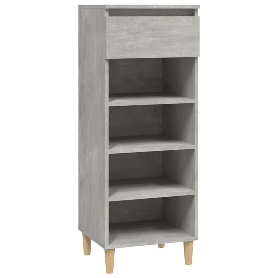 vidaXL Schuhschrank aus Holzwerkstoff und Eukalyptus, Betongrau, B/T/H: 40 x 36 x 105 cm - Bild 2