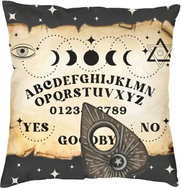 Mystischer Kissenbezug Modern Gothic mit Hexe und Mond Design, B/B/H: 18 x 18 x 18 cm - Bild 1