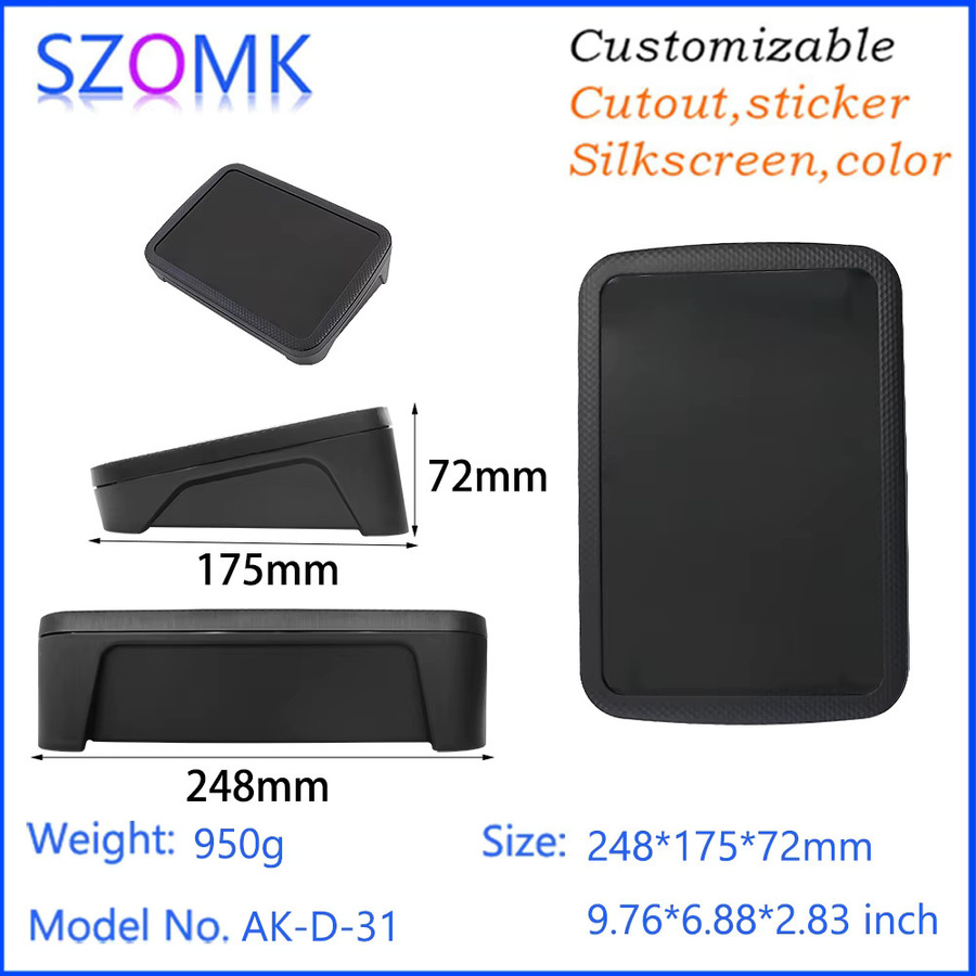 SZOMK Desktop-Gehäuse aus Kunststoff in Schwarz mit schräger Frontseite B: 17,5 cm, T: 24,8 cm, H: 7,2 cm - Bild 2