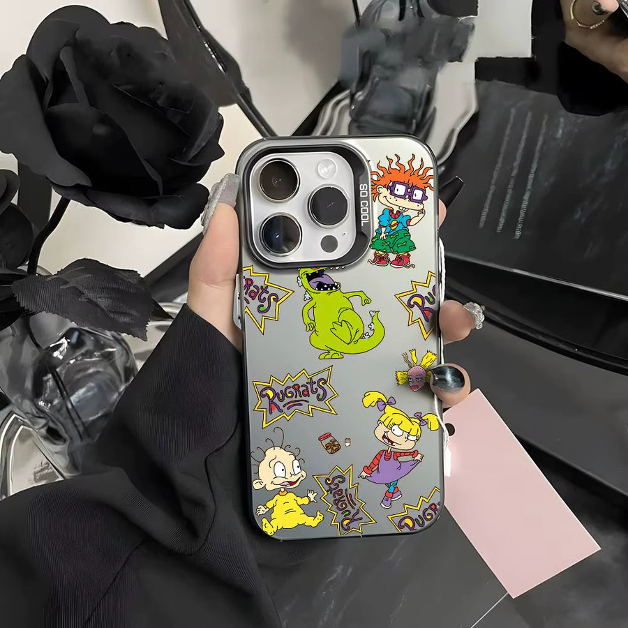 R-Rugrats Cartoon Handyhülle für iPhone 11 bis iPhone 17 Pro Max, mehrfarbig, mattes Laser-Design in Aurora-Optik - Bild 5