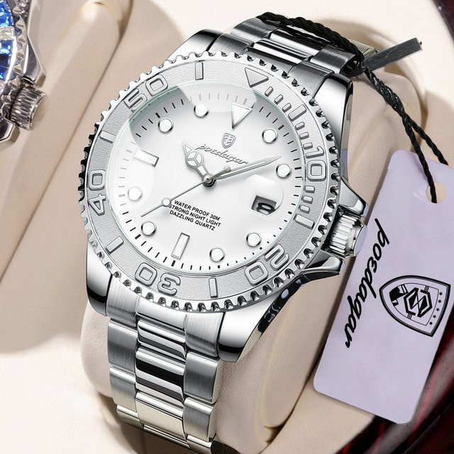 POEDAGAR Armbanduhr, Quarz, Edelstahl, Schwarz, Herren - Bild 1