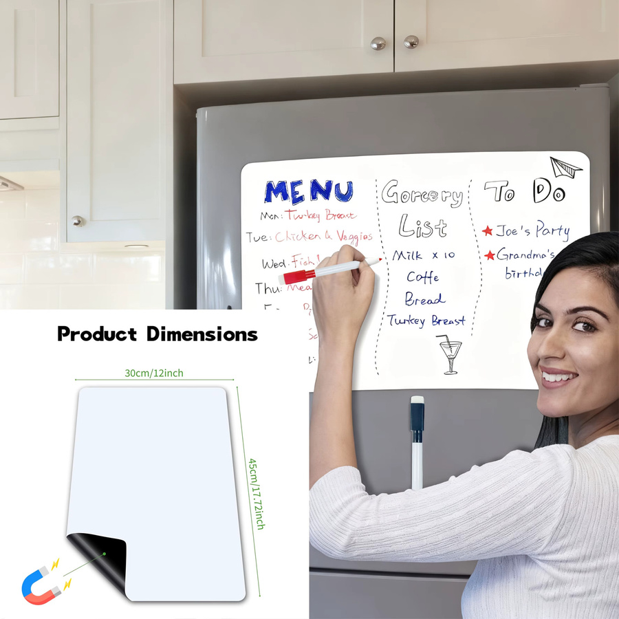 Magnetisches Whiteboard in Weiß als löschbare Einkaufsliste für den Kühlschrank - Bild 3
