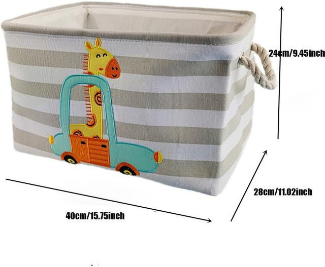 LChome Baby-Wäschekorb mit Dinosaurier-Design, faltbarer Stoff-Aufbewahrungskorb für Spielzeug und Kleidung, Grau, B/T/H: 40,0 x 28,0 x 24,0 cm - Bild 1