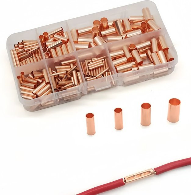 250 Stück Kupferrohr Verbindungsrohr Set GT1-6 mm in Lila und Gold zur Kabelverdrahtung und Isolierung - Bild 1