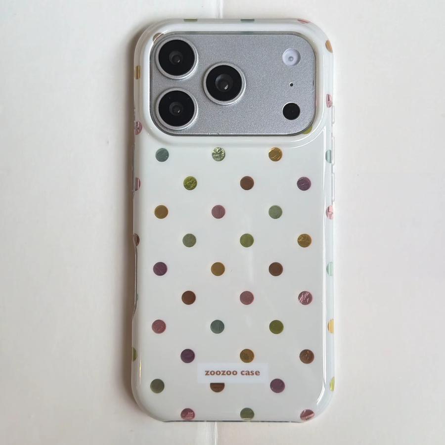 Glänzende iPhone Schutzhülle mit Polka-Dot-Muster und Vergoldung in Beige und Bunt für Apple iPhone 17 16 15 14 Pro Max - Bild 7