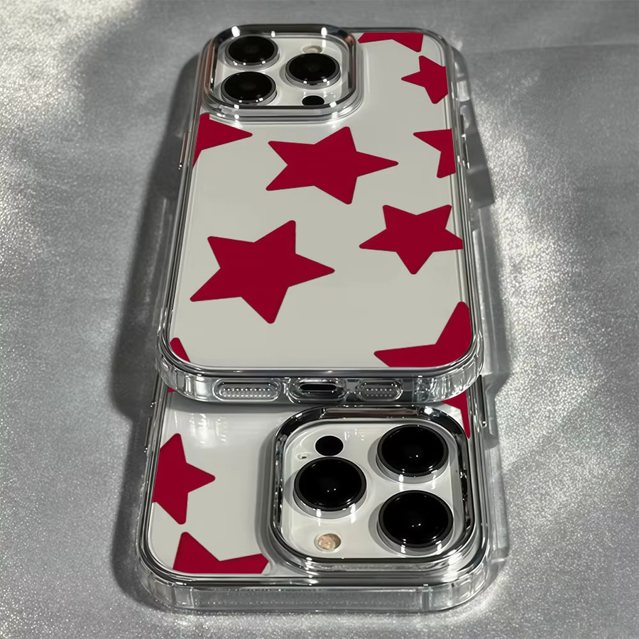 Aurbe Handyhülle mit Sternenmuster und silbernem Linsenrahmen für iPhone 11 bis iPhone 17 Pro Max, Transparent - Bild 2