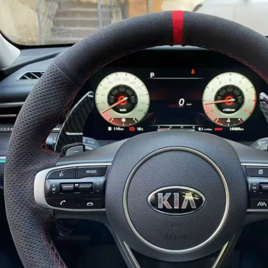 GKMHiR Lenkrad Abdeckung aus Wildleder und Leder in Schwarz für KIA K5 2020-2021 und Sportage 5 GT-Line 2021-2022 zum Selbernähen - Bild 2