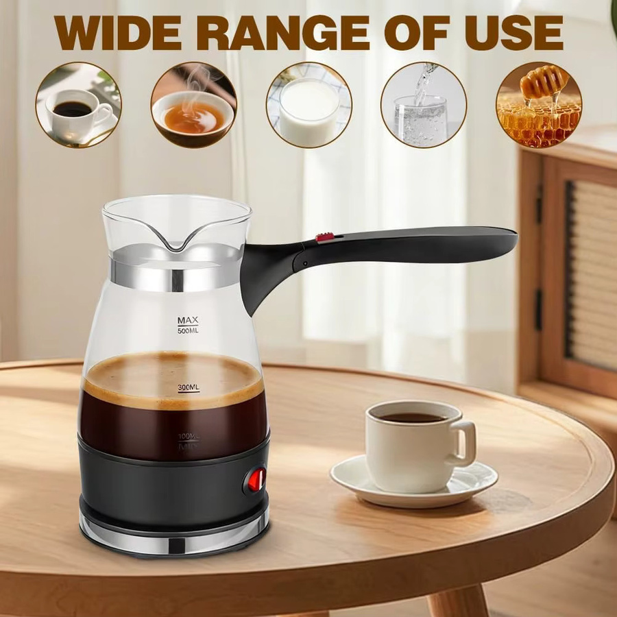 BBNV Elektrische türkische Kaffeemaschine aus Glas in Grau und Transparent, 500 ml Kaffeekanne für Mokka und Tee - Bild 4