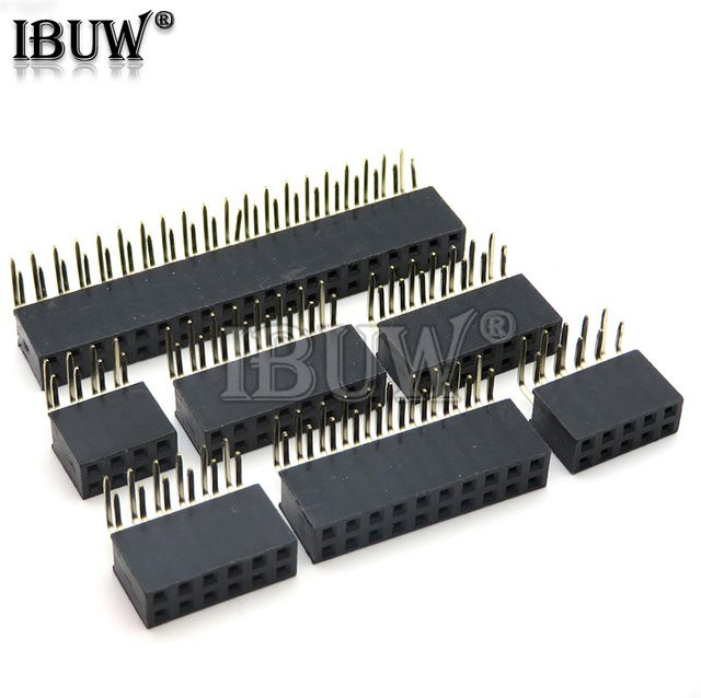 IBUW Zweireihige Buchse Pinheader 2,54mm r/a, rechtwinklig, Schwarz, 2 bis 40 Pin für Arduino - Bild 1