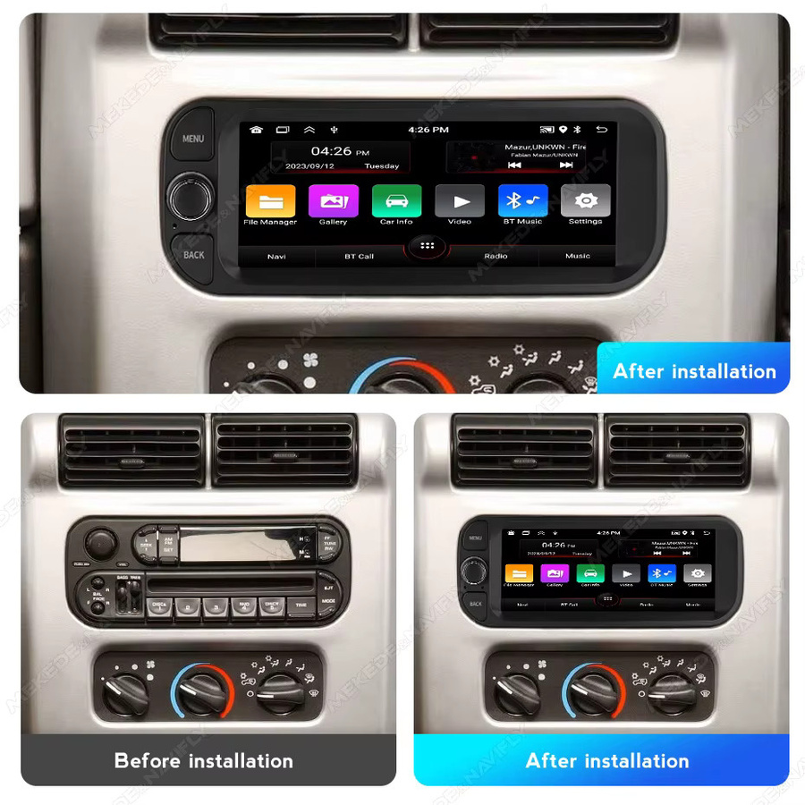 MEKEDE Android 15 Autoradio mit Carplay und GPS-Navigation für Jeep Grand Cherokee Liberty Wrangler und Chrysler 2002–2006 in Schwarz - Bild 2