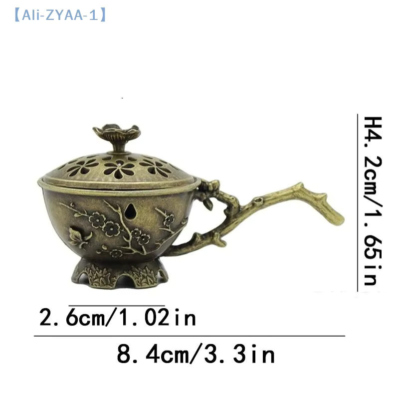 JETTING Handheld-Räucherstäbchenhalter aus Zinklegierung in Gold mit Pflaumenblüten-Design und Abdeckung im Vintage-Stil - Bild 3