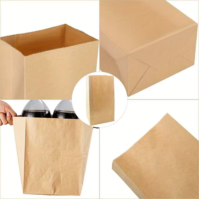 Braune Kraftpapiertüten mit flachem Mund zum Verpacken von Brot, Keksen oder Früchten für Hochzeiten, Geburtstage und Partys - Bild 2