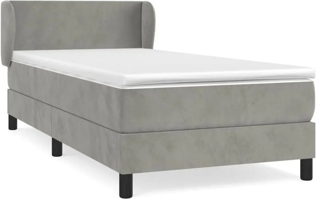 vidaXL Boxspringbett mit Matratze Hybrid-System und Taschenfederkern, Hellgrau, B/T: 100 x 200 cm - Bild 1