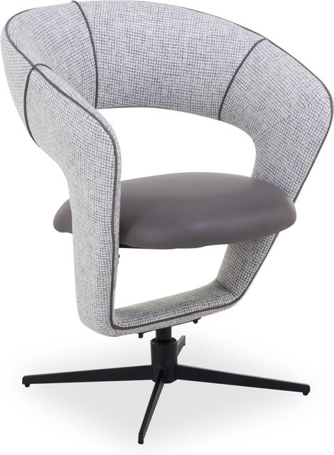 Polsterstuhl HARPER HERMANUS in Grau und Schwarz mit Armlehnen und Metallgestell, B/T/H: 61,0 x 63,0 x 85,0 cm - Bild 1