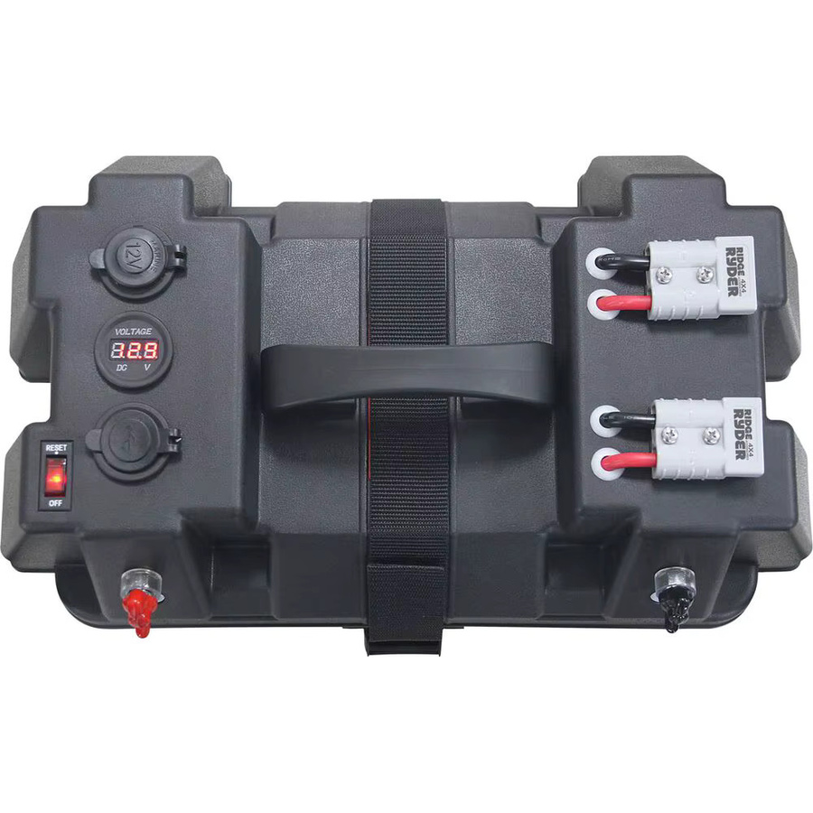 BYSSEA Marine-Batteriebox in Schwarz mit USB-Ladegerät und Voltmeter für Boot, Kajak und Wohnmobil - Bild 3