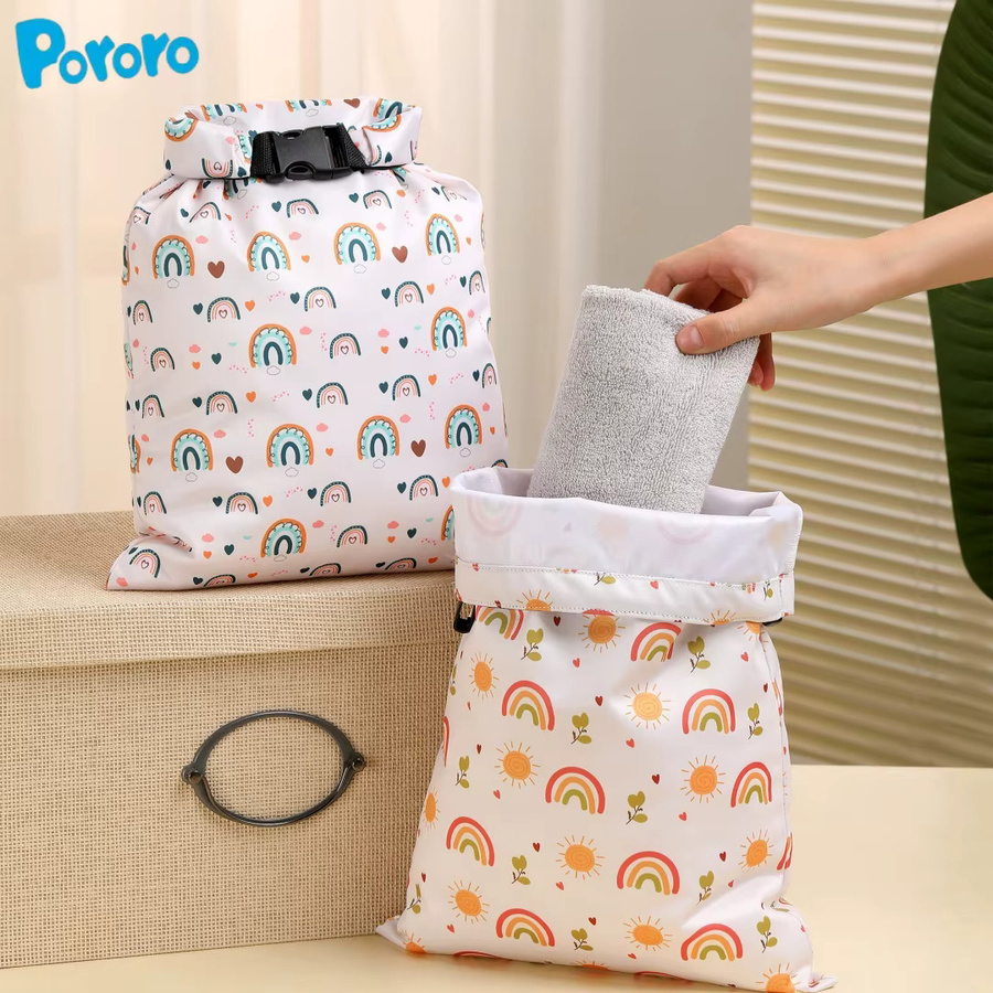 Pororo Windelaufbewahrungstasche für Neugeborene, wasserdichte Trocken- und Nasstasche, waschbar und wiederverwendbar, multicolour - Bild 2