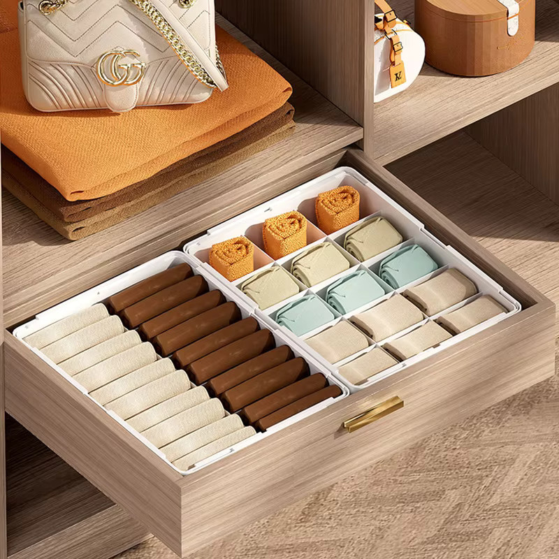 Delica 3-in-1 Unterwäsche-Organizer mit verstellbaren Trennwänden in Weiß - Bild 4