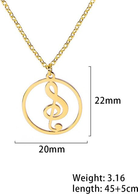 Halskette Musik Gitarre Anhänger, Edelstahl, Gold, Damen Herren, 45-50cm - Bild 1