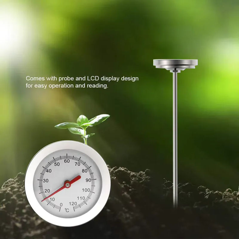 VODOOL Kompost-Bodenthermometer mit Stiel in Silber, 50 cm Länge, Messbereich 0 °C bis 120 °C für Garten und Boden - Bild 4