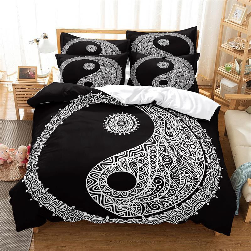 Boho Mandala Bettwäsche Set von Jessica Chen mit Kissenbezug und Tagesdecke, Ägyptische Baumwolle, B/H: 135 x 200 cm, 3-teilig - Bild 1