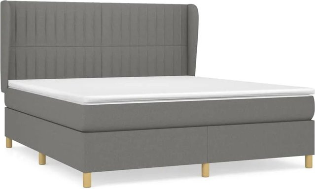 vidaXL Boxspringbett Hybrid mit Matratze und Kopfteil Dunkelgrau B/T: 160 x 200 cm - Bild 1