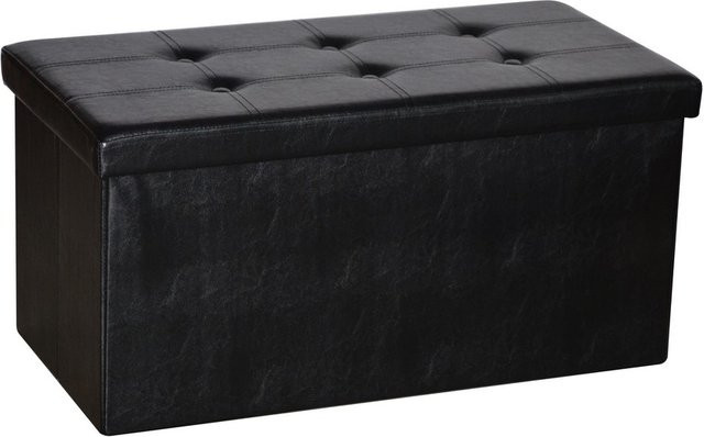 Trendstabil Sitztruhe faltbar und gepolstert aus Kunstleder in Schwarz, Belastbarkeit bis 110 kg - Bild 1