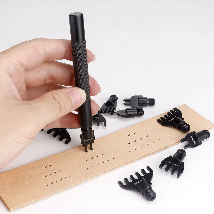 QJH Leder-Stanzwerkzeug-Set mit 4/5/6 mm Stanzabstand für professionelles DIY-Leder-Schneiden und Lochen - Bild 3