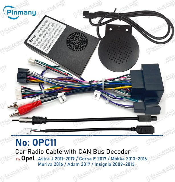 pinmany Auto-Radio-Kabeladapter OPC11 mit CAN-Bus-Decoder für Opel Astra J, Corsa E, Mokka, Meriva, Adam und Insignia, Schwarz - Bild 1