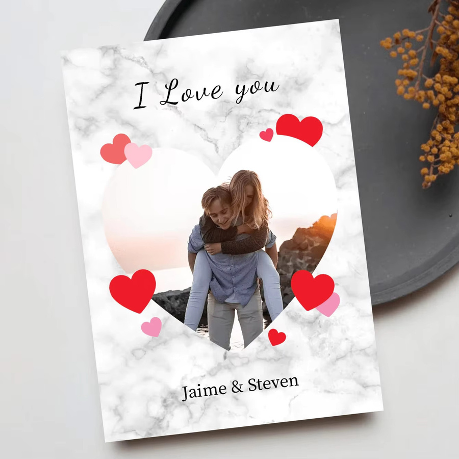 Personalisierte Grußkarten mit eigenen Bildern und Text im Design Ich Liebe Dich in Weiß - Bild 2