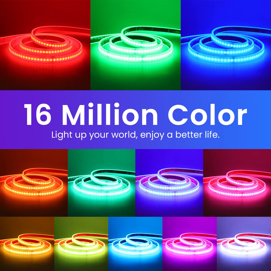 XUNATA RGB COB LED-Streifen IP68 Wasserdicht mit Wifi und Bluetooth Steuerung, Multicolour, inkl. Power Kit und Fernbedienung für Garten und Hausdekoration - Bild 2