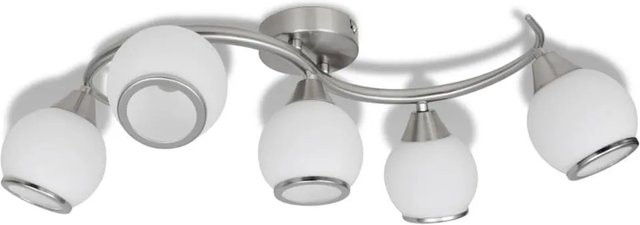 vidaXL Deckenleuchte mit Glasschirmen auf geschwungener Schiene in Silber mit satinierter Nickel-Politur - Bild 1