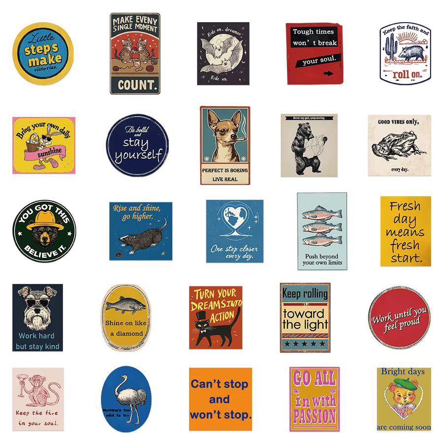 Rspctou Retro Amerikanische Cartoon Vintage Tier-Sticker, 10-teiliges Set, multicolour - Bild 3