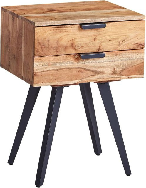 Wohnling Nachtkonsole aus Akazienholz und Metall in Braun B/H/T: 47 x 65 x 35 cm - Bild 1