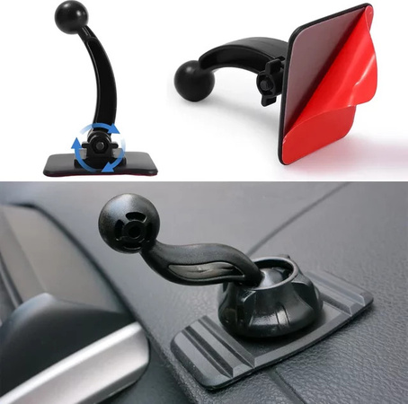 Universal Auto Smartphone Halterung für das Dashboard mit 17mm Kugelkopf und 180 Grad Rotation in Schwarz