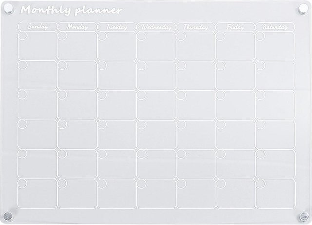 CosyHome Magnetischer Kühlschrank Kalender aus Acryl, Wiederverwendbarer Planer für Küche und Home Office, Weiß/Transparent - Bild 1