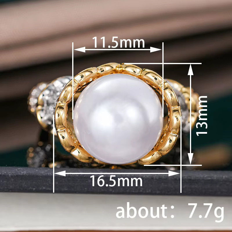 Huitan Damen-Ring, Bicolor, Perle, Zirkonia - Bild 4