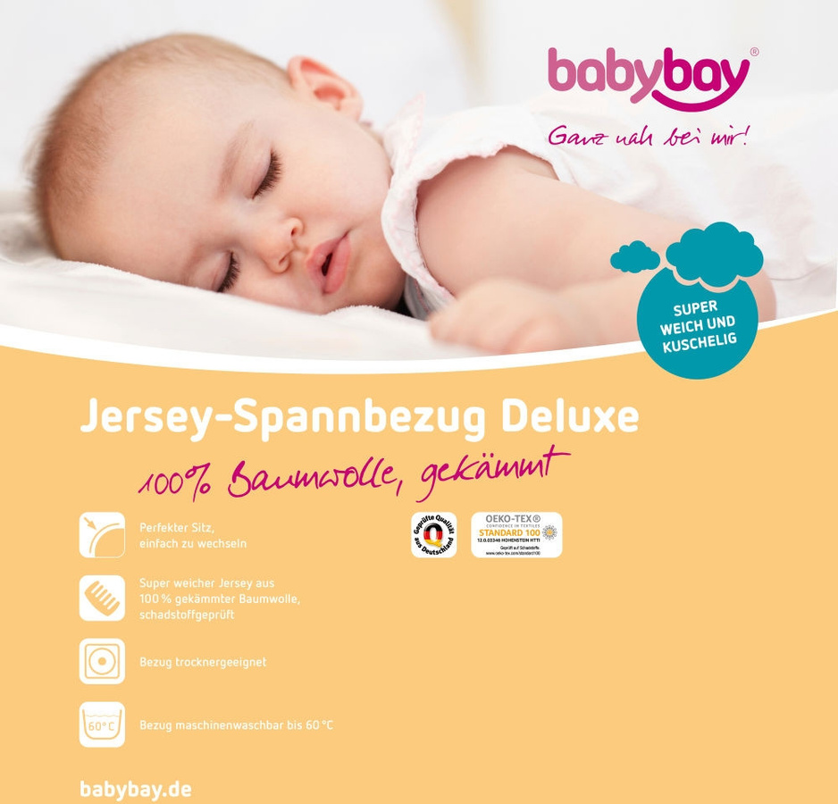 Babybay Jersey Spannbetttuch Deluxe für Beistellbetten Maxi, Midi, Boxspring, Comfort und Comfort Plus in Braun - Bild 2