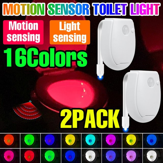 CanLing 2er-Pack LED-Toilettenlampe mit intelligentem PIR-Bewegungssensor und RGB-Nachtlicht für das Badezimmer, weiß/mehrfarbig - Bild 1